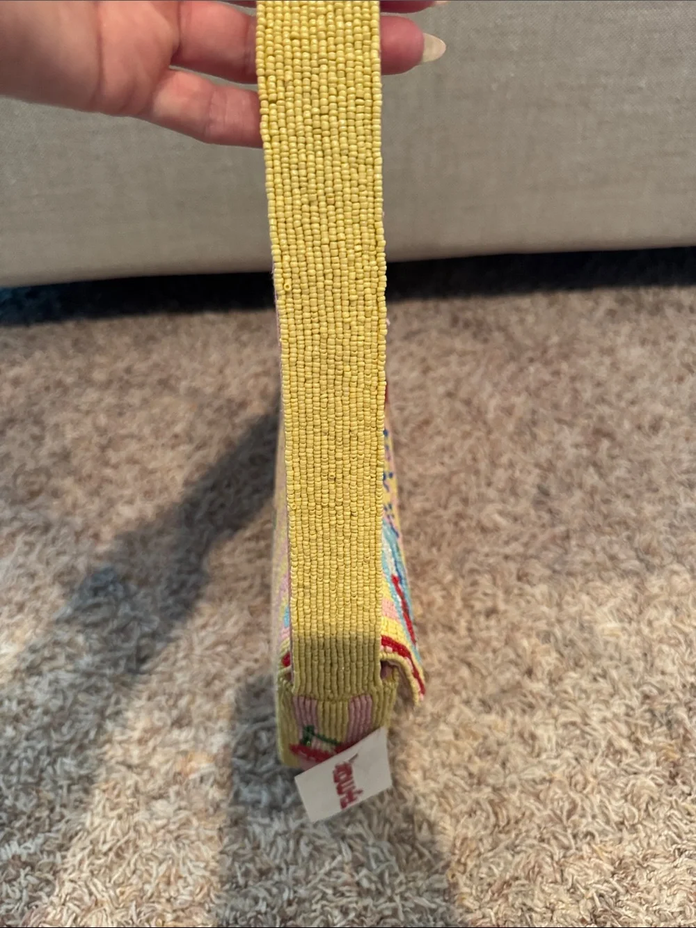 Beaded Embroidered Yellow & Pink Shoulder Bag - Picture 3 of 4